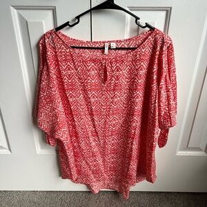 Cato Pink Salmon and White Patterned Blouse